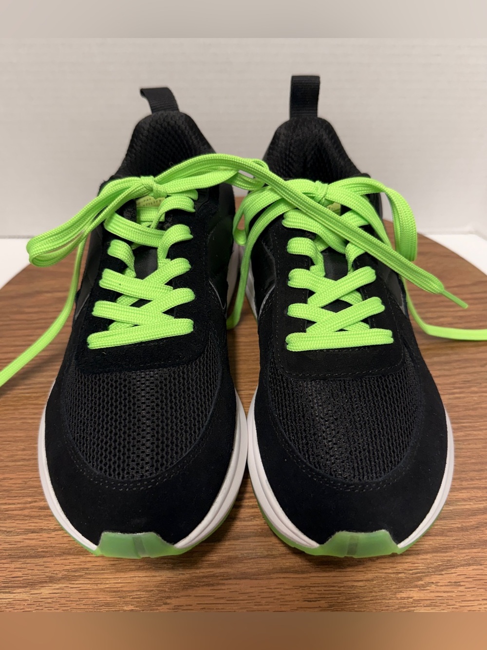 M.Float Men’s Black Suede Municipal M.OG Sneakers Lime Green/Black Laces 8-8.5